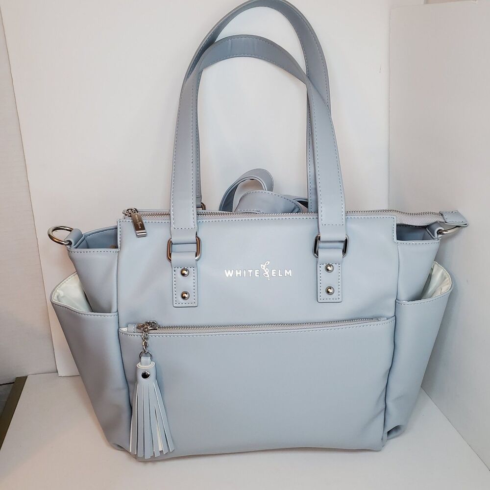 Rare White Elm Gemini Convertible Backpack Travel Work Diaper Bag Grey White